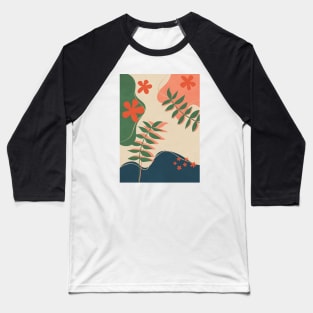 Colorful Abstract Garden Leaves Baseball T-Shirt